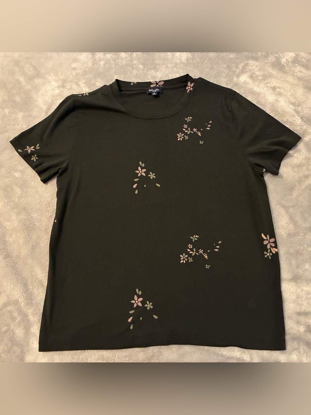 Women’s Splendid Brand Lightweight Black Floral Crewneck Tee Size Large